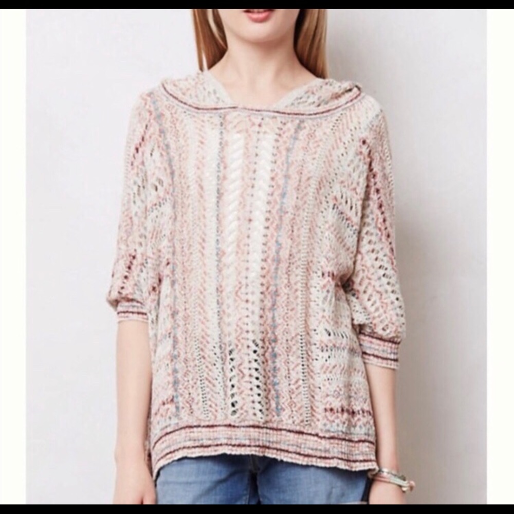 Anthropologie Moth spliced Eyelet Poncho Sweater